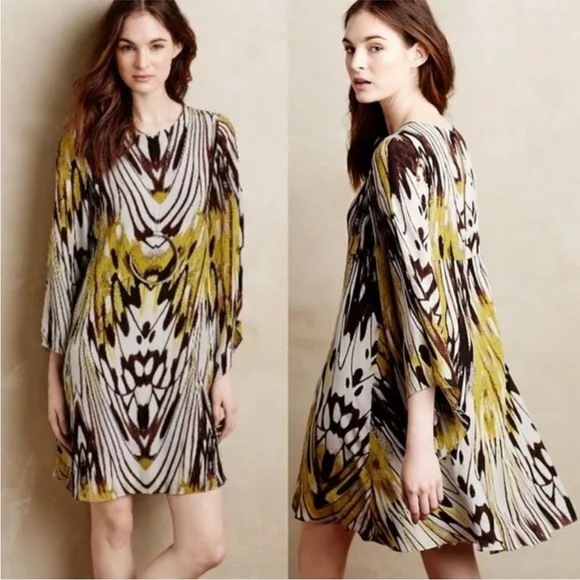 Anthropologie Leifsdottir Butterfly Silk Swing Dress - Picture 3 of 7